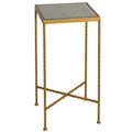 Cortesi Home Cleo Square Accent Table Painted Gold, Glass Snakeskin Top