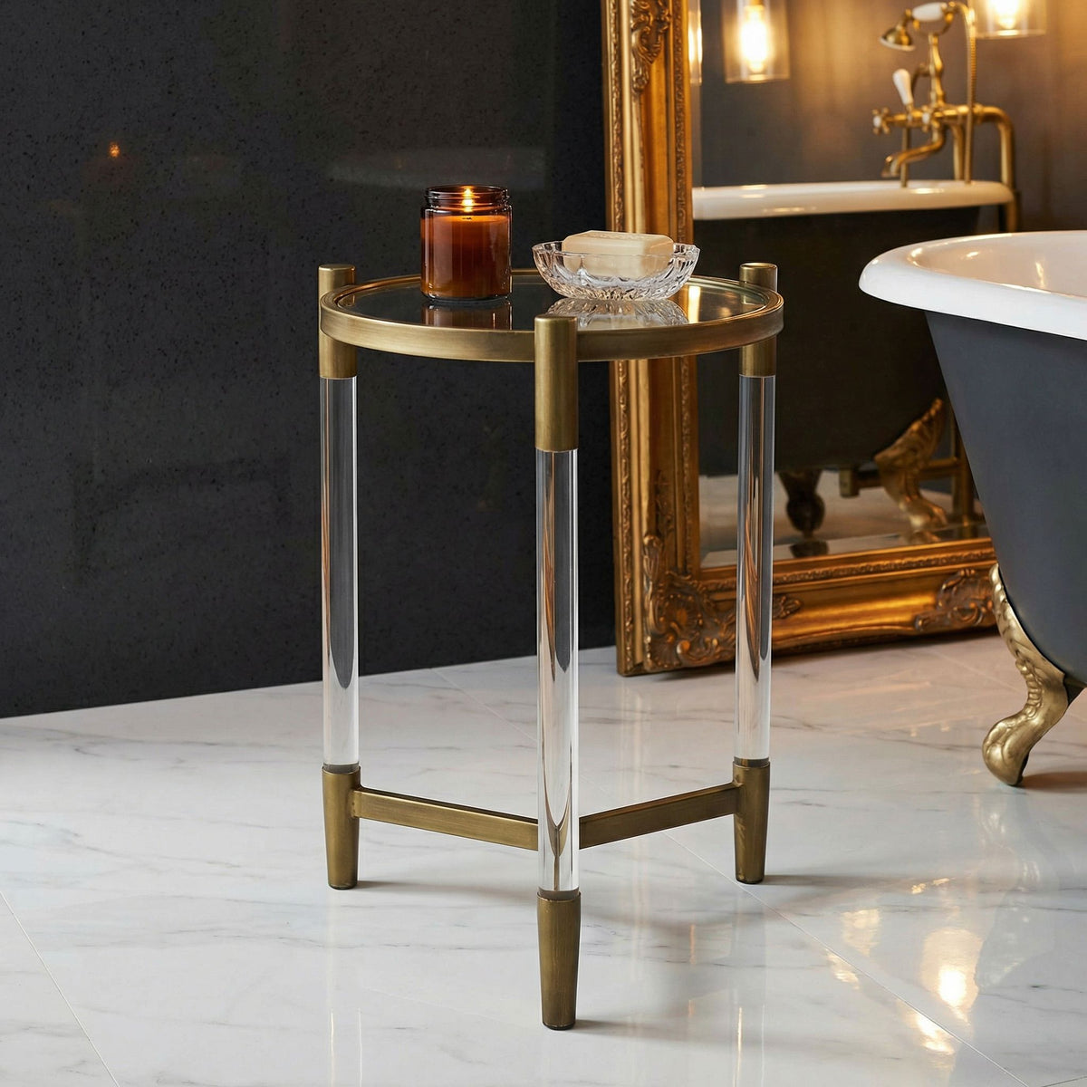 Claro Round Clear Acrylic End Table