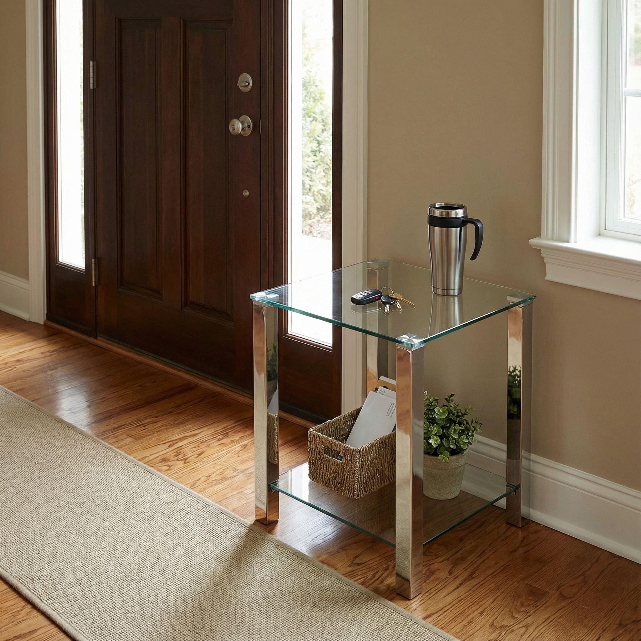 Melissa Double Shelf Glass End Table, 20"