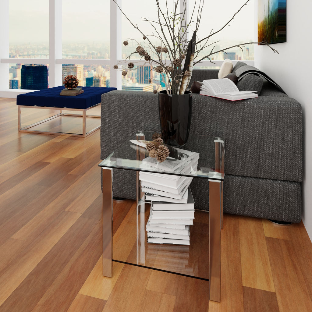 Melissa Double Shelf Glass End Table, 20"