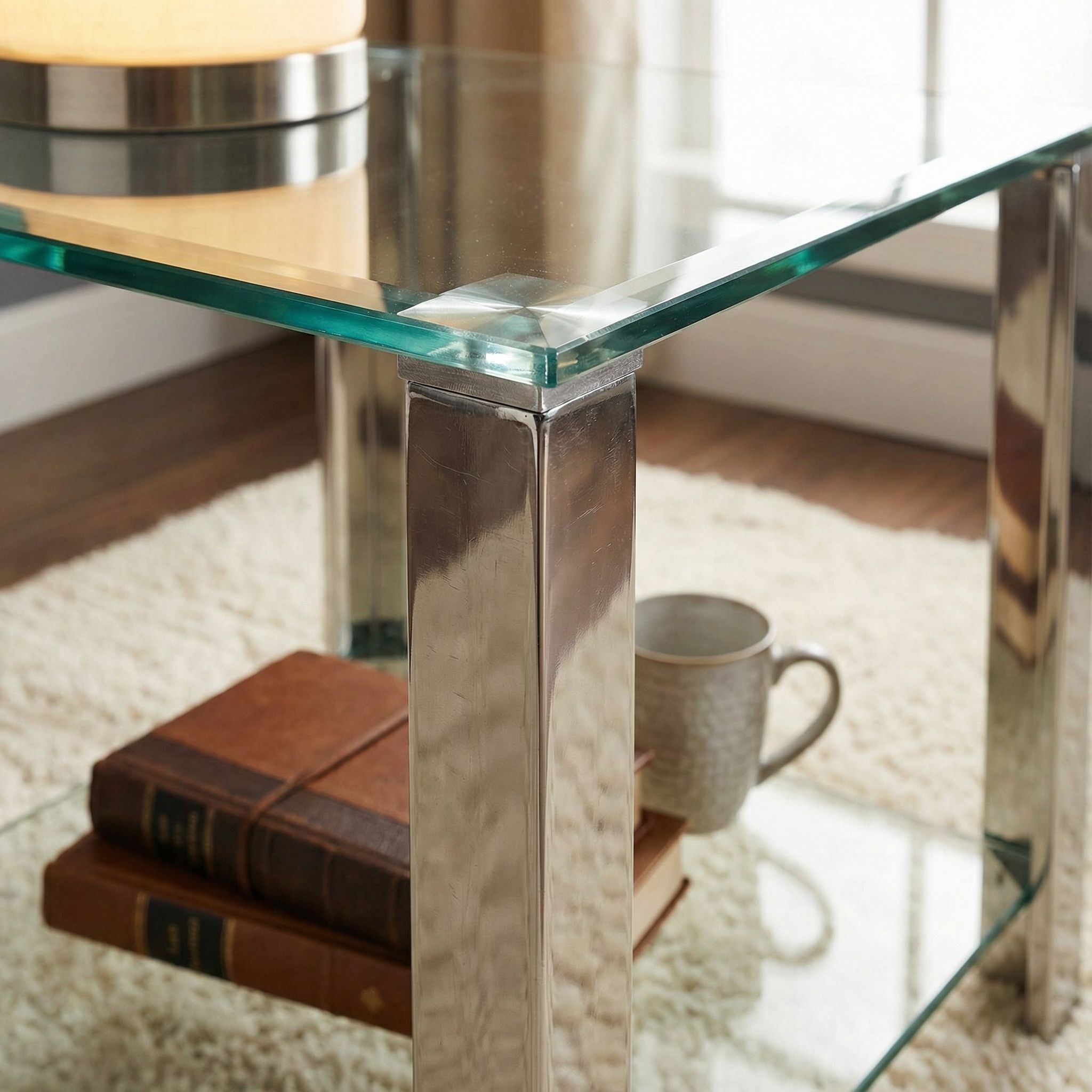 Melissa Double Shelf Glass End Table, 20"