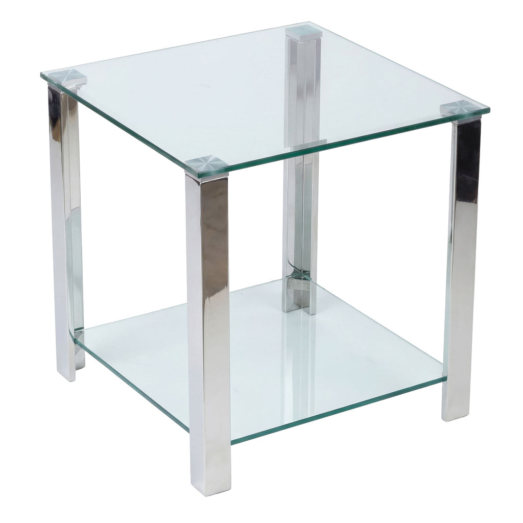 Melissa Double Shelf Glass End Table, 20"