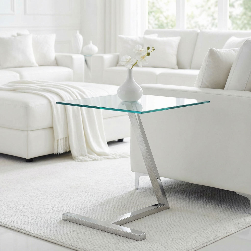 Zee Square Glass End Table, 18x18x20