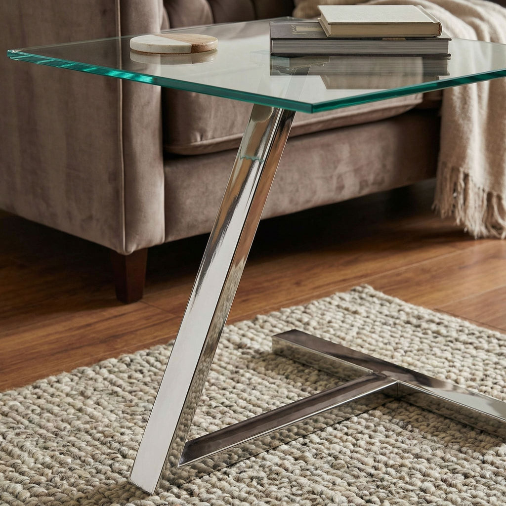Zee Square Glass End Table, 18x18x20