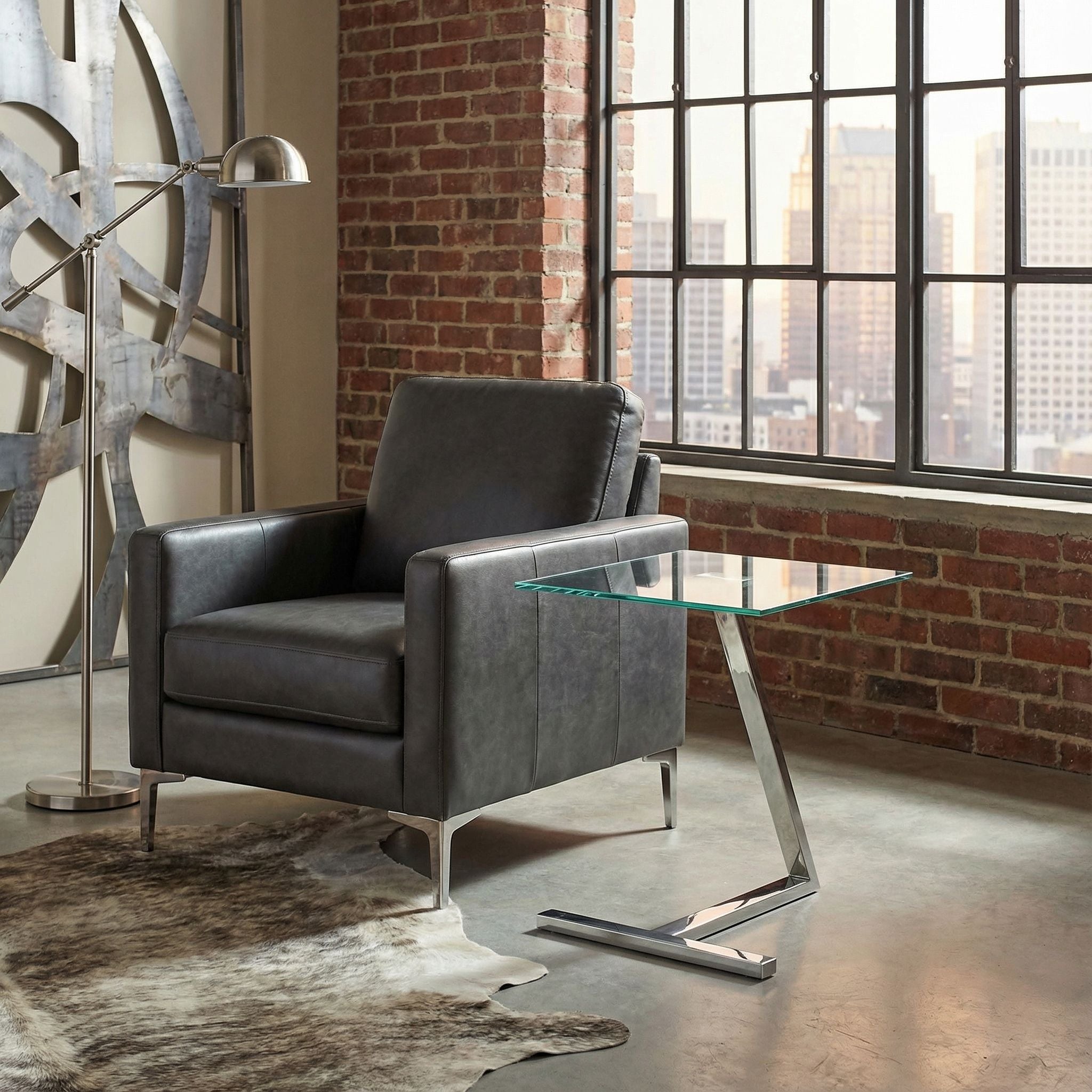 Zee Square Glass End Table, 18x18x20