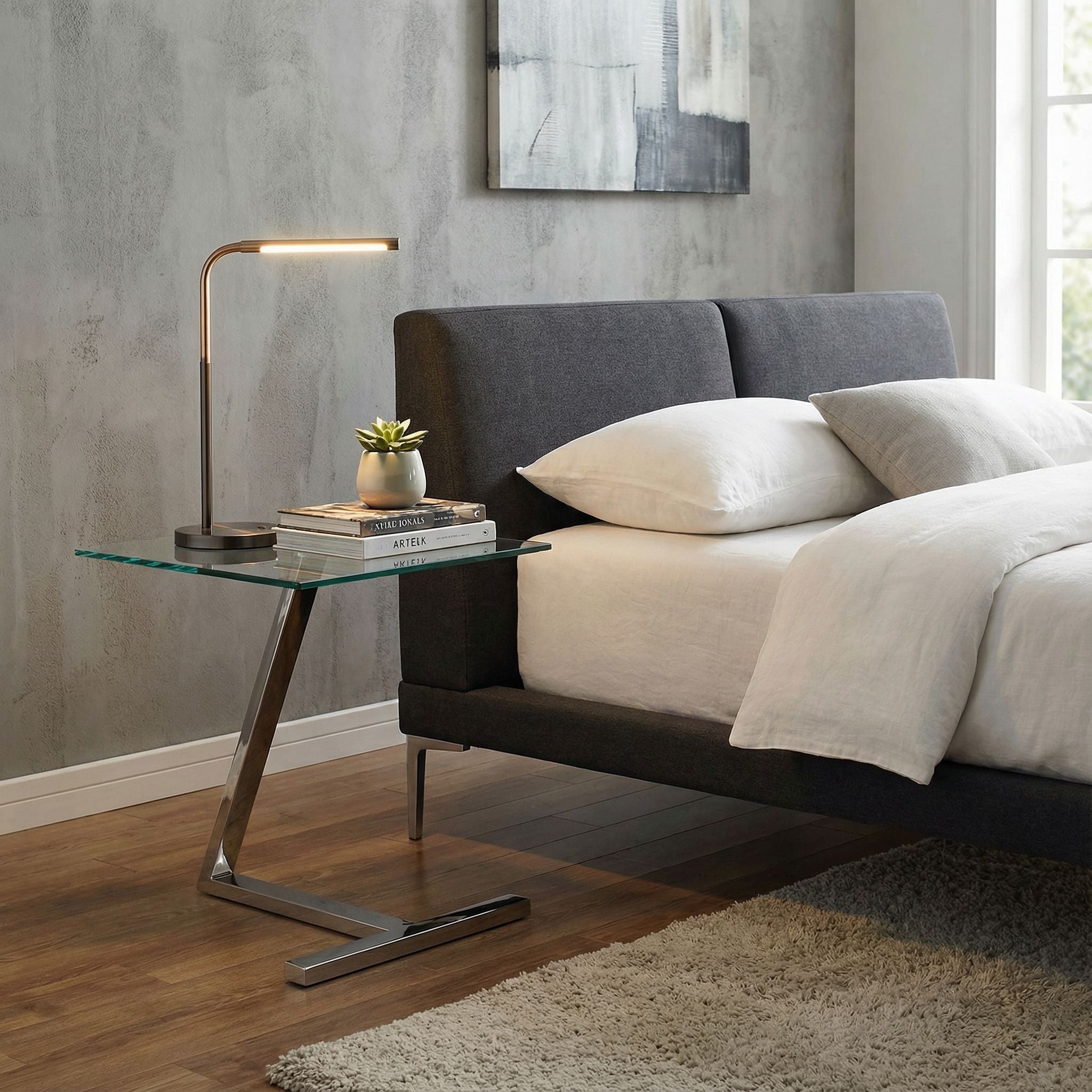 Zee Square Glass End Table, 18x18x20