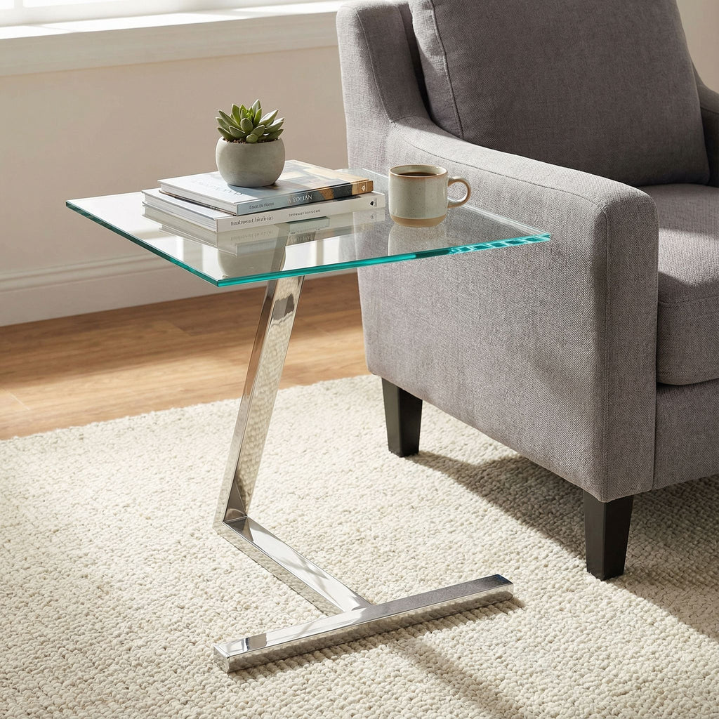 Zee Square Glass End Table, 18x18x20