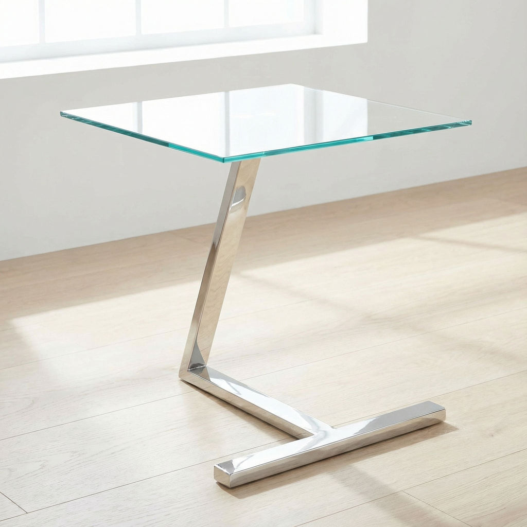 Zee Square Glass End Table, 18x18x20