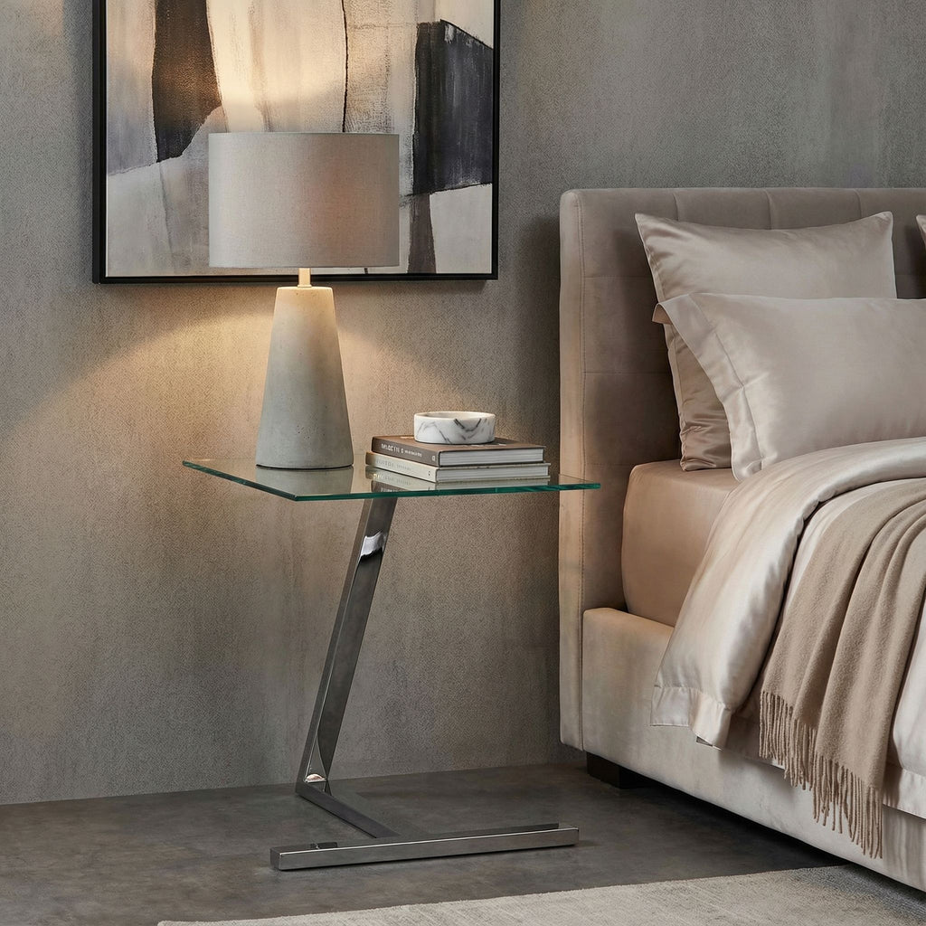 Zee Square Glass End Table, 18x18x20