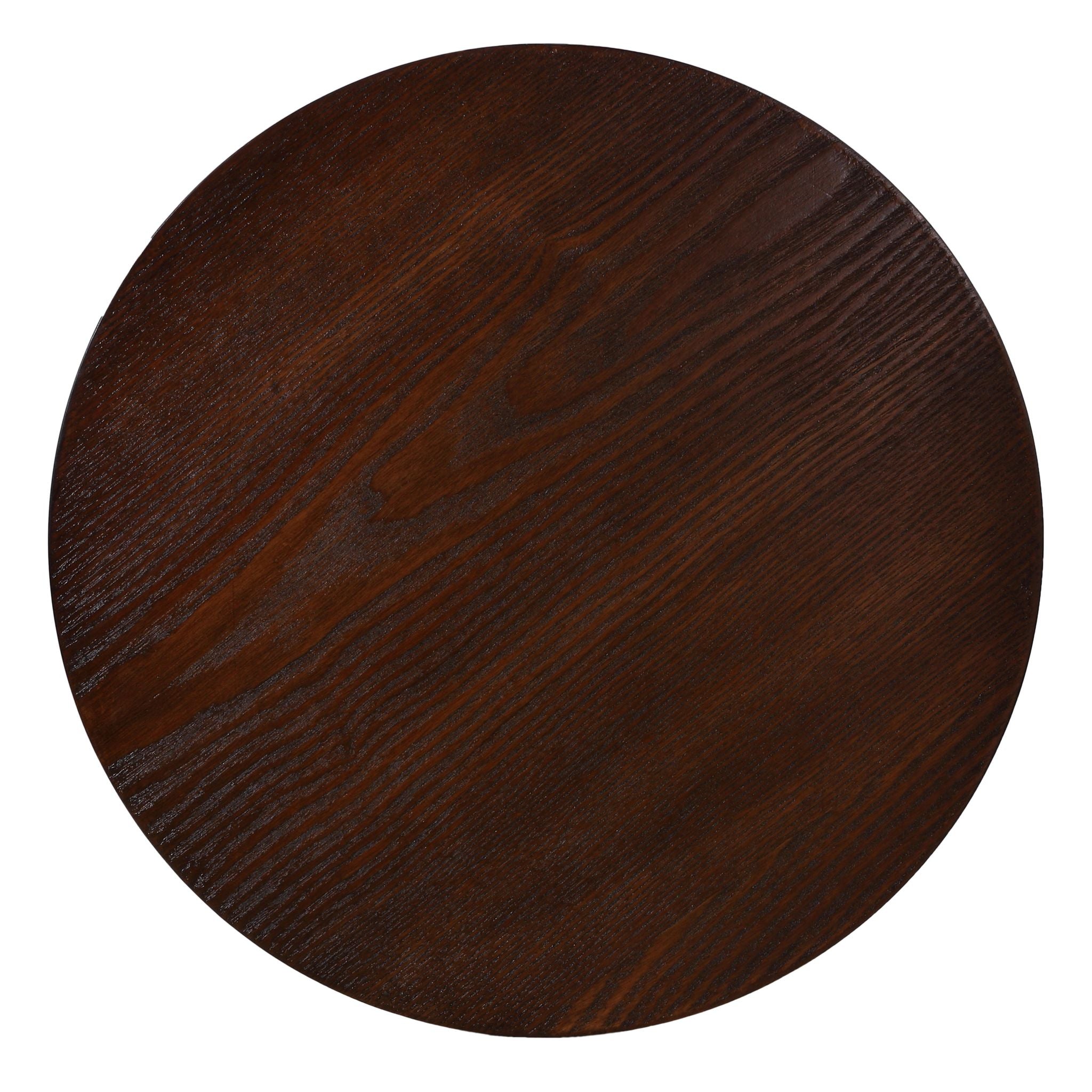 Cortesi Home Kufu Round Side Table in Gold Stainless Steel and Wood Top, 14" Round