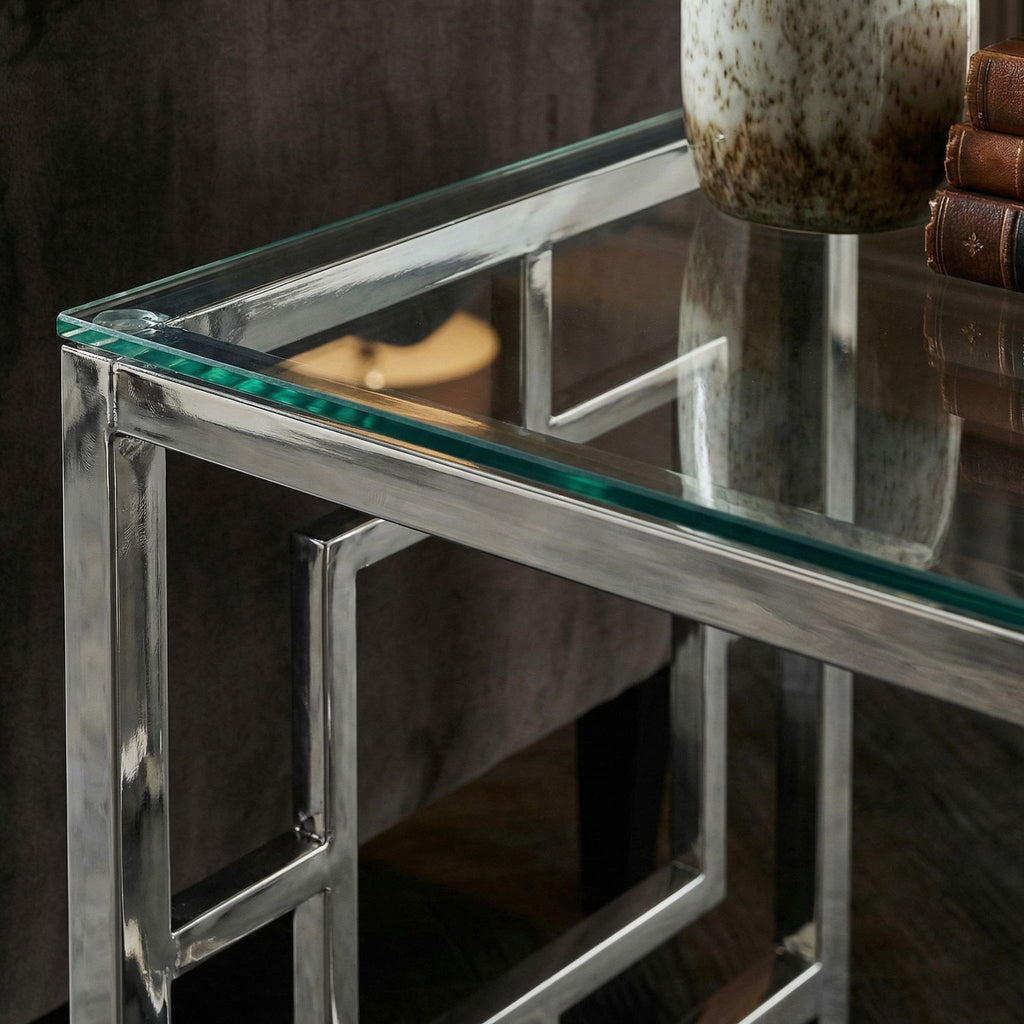Kamdyn Square Contemporary End Table, Metal & Glass