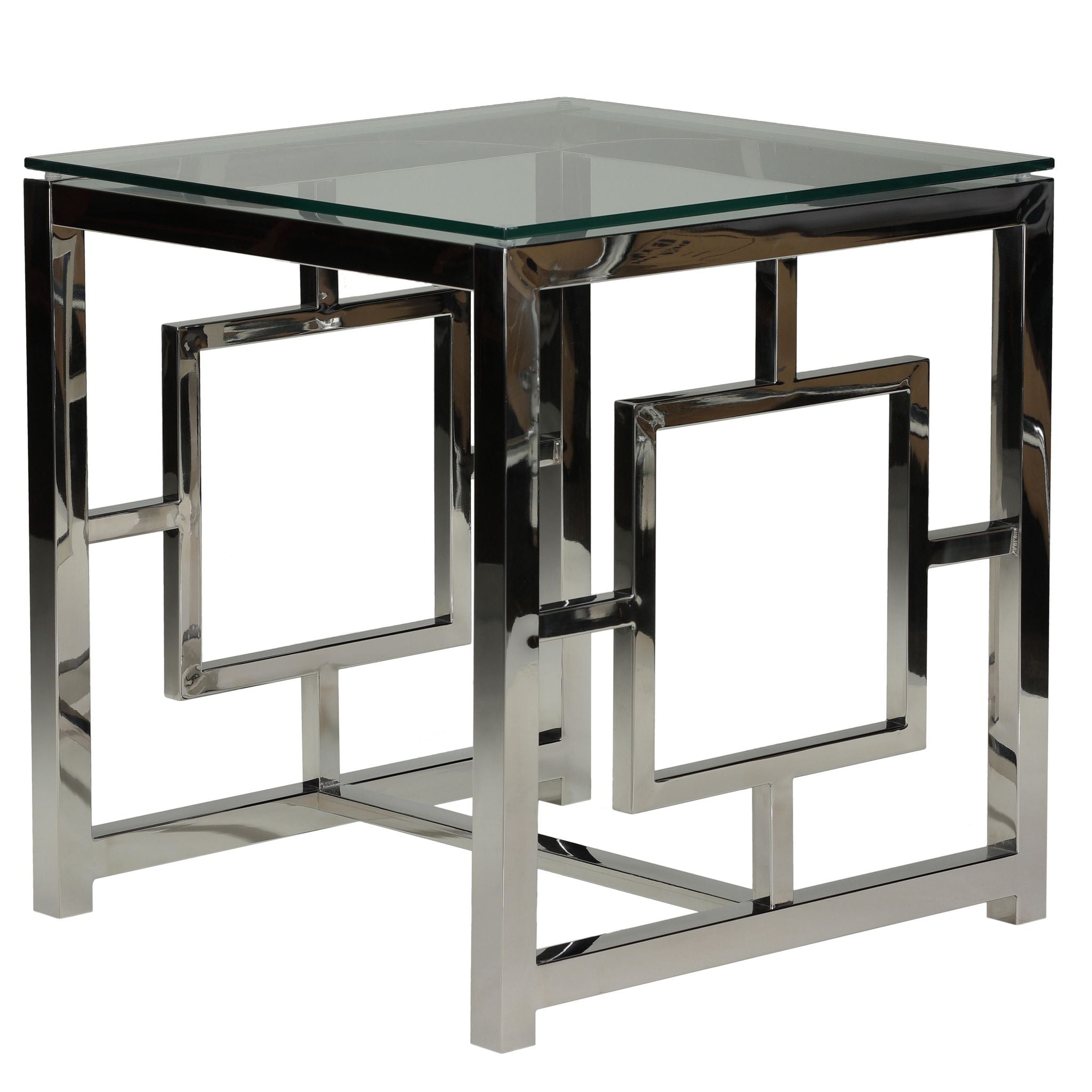 Kamdyn Square Contemporary End Table, Metal & Glass