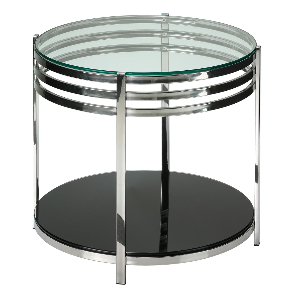 Lavia Contemporary Two Tier Round Glass End Table
