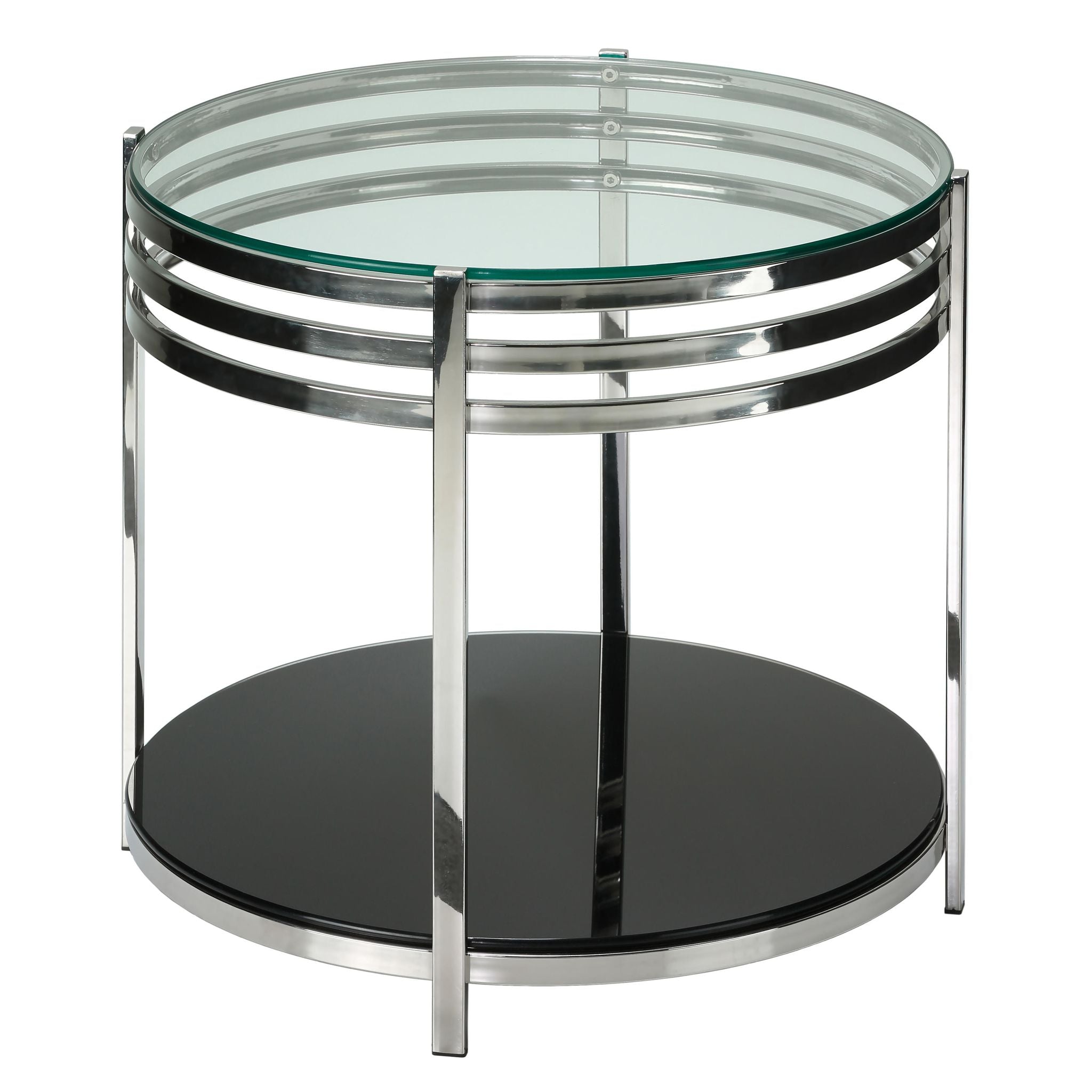 Lavia Contemporary Two Tier Round Glass End Table