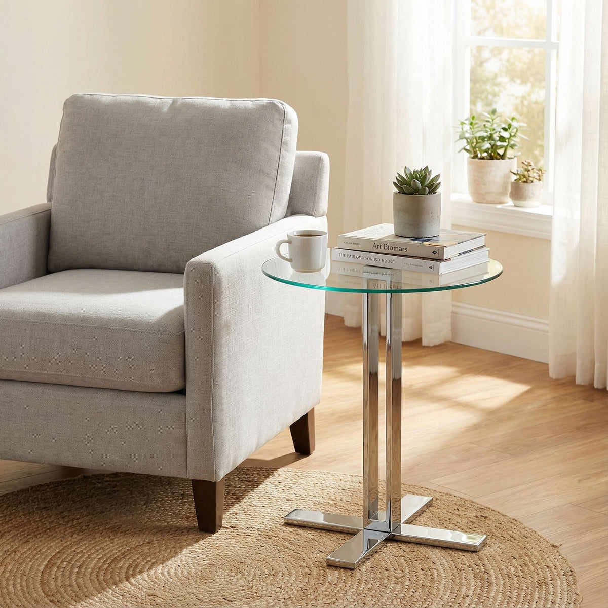 Solen Round Glass End Table