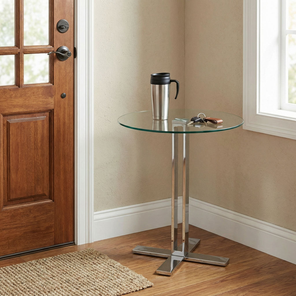 Solen Round Glass End Table