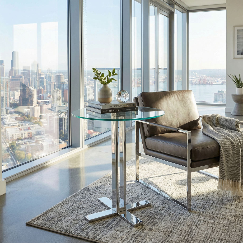 Solen Round Glass End Table