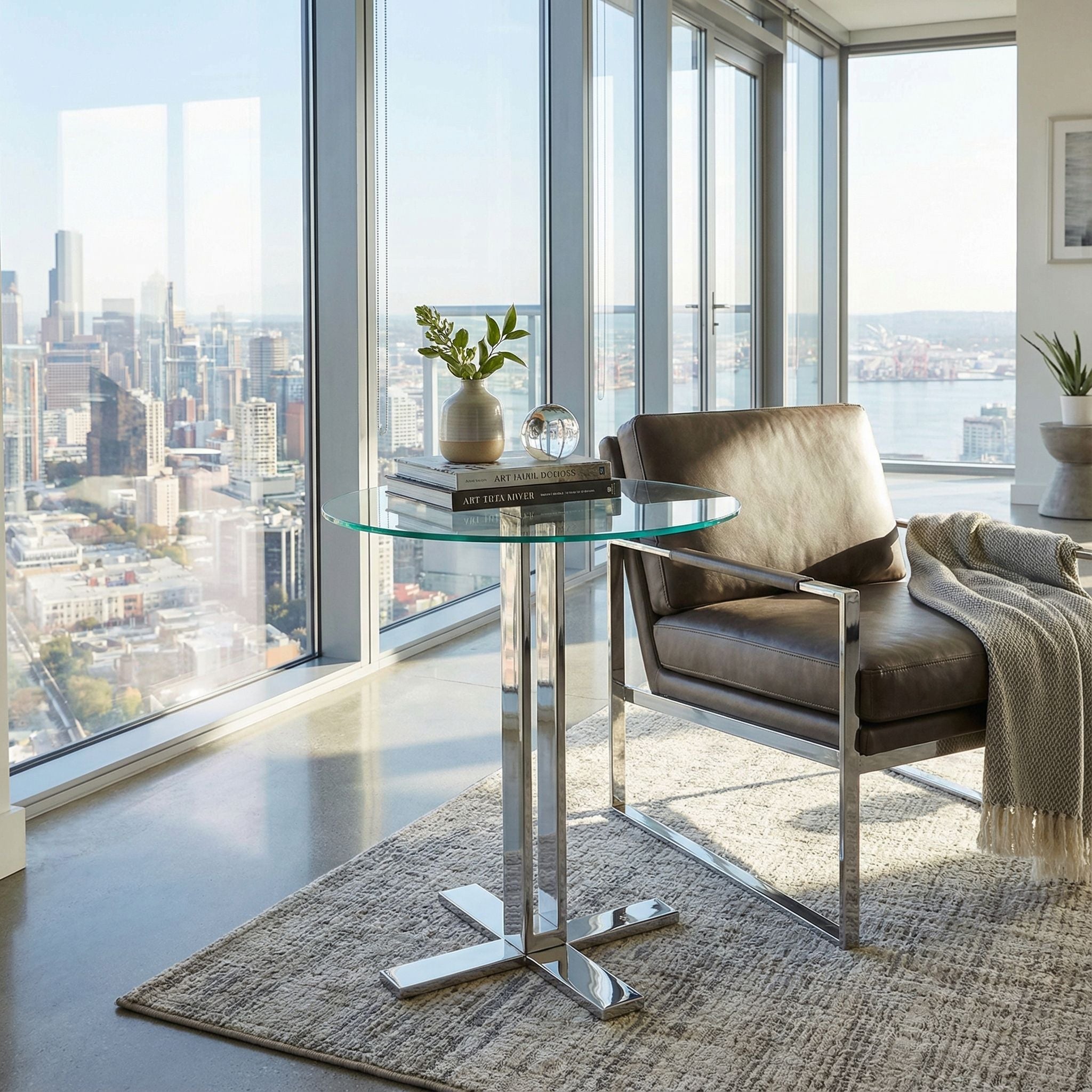 Solen Round Glass End Table