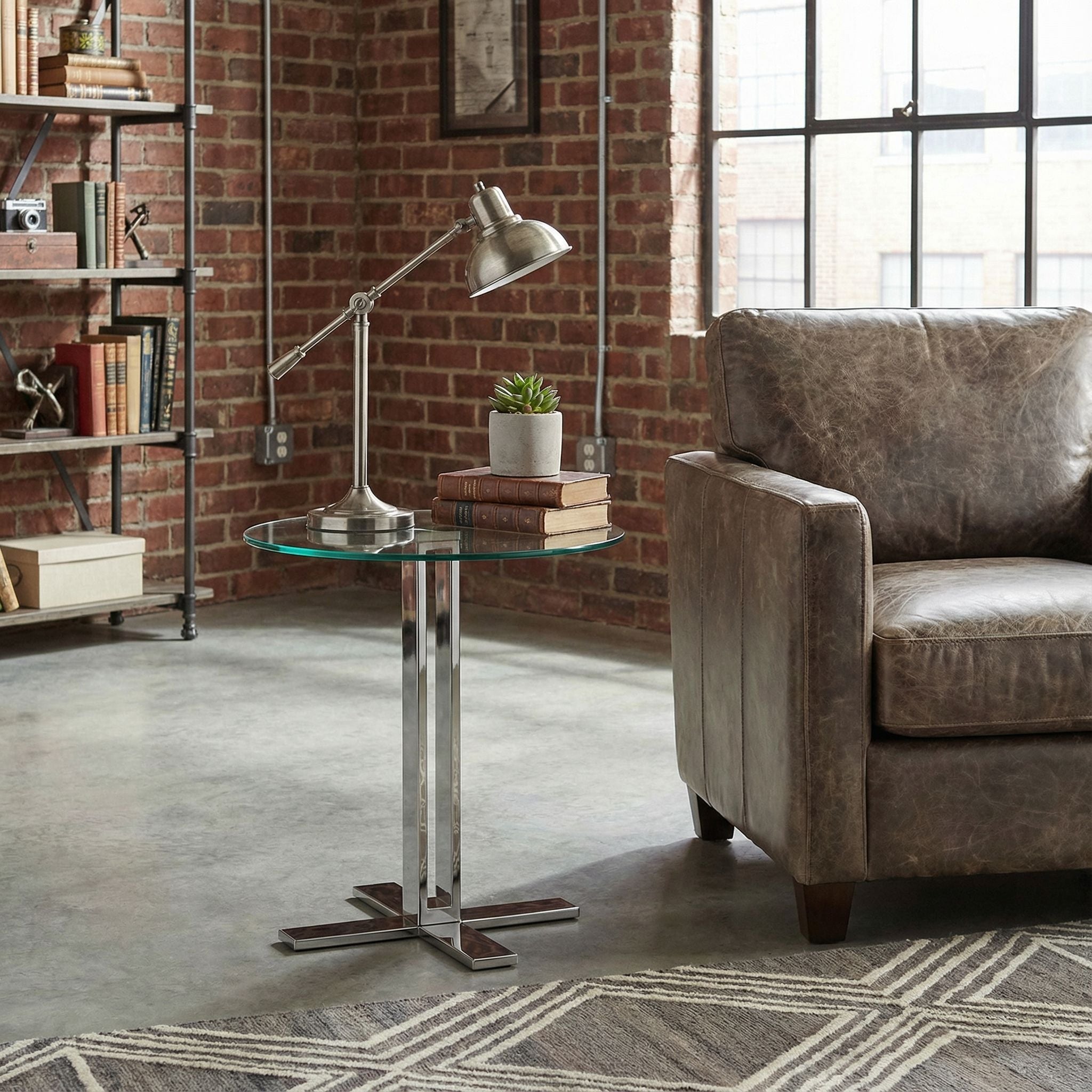 Solen Round Glass End Table