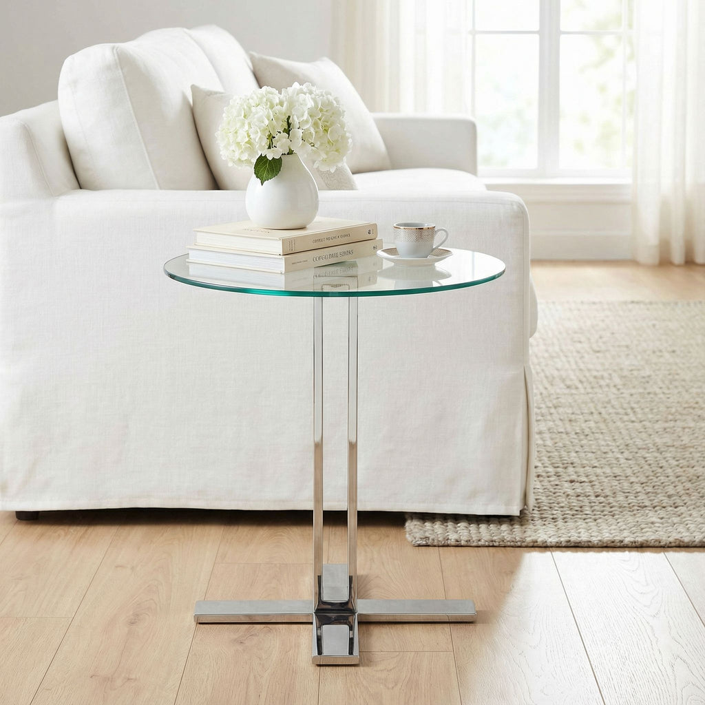 Solen Round Glass End Table