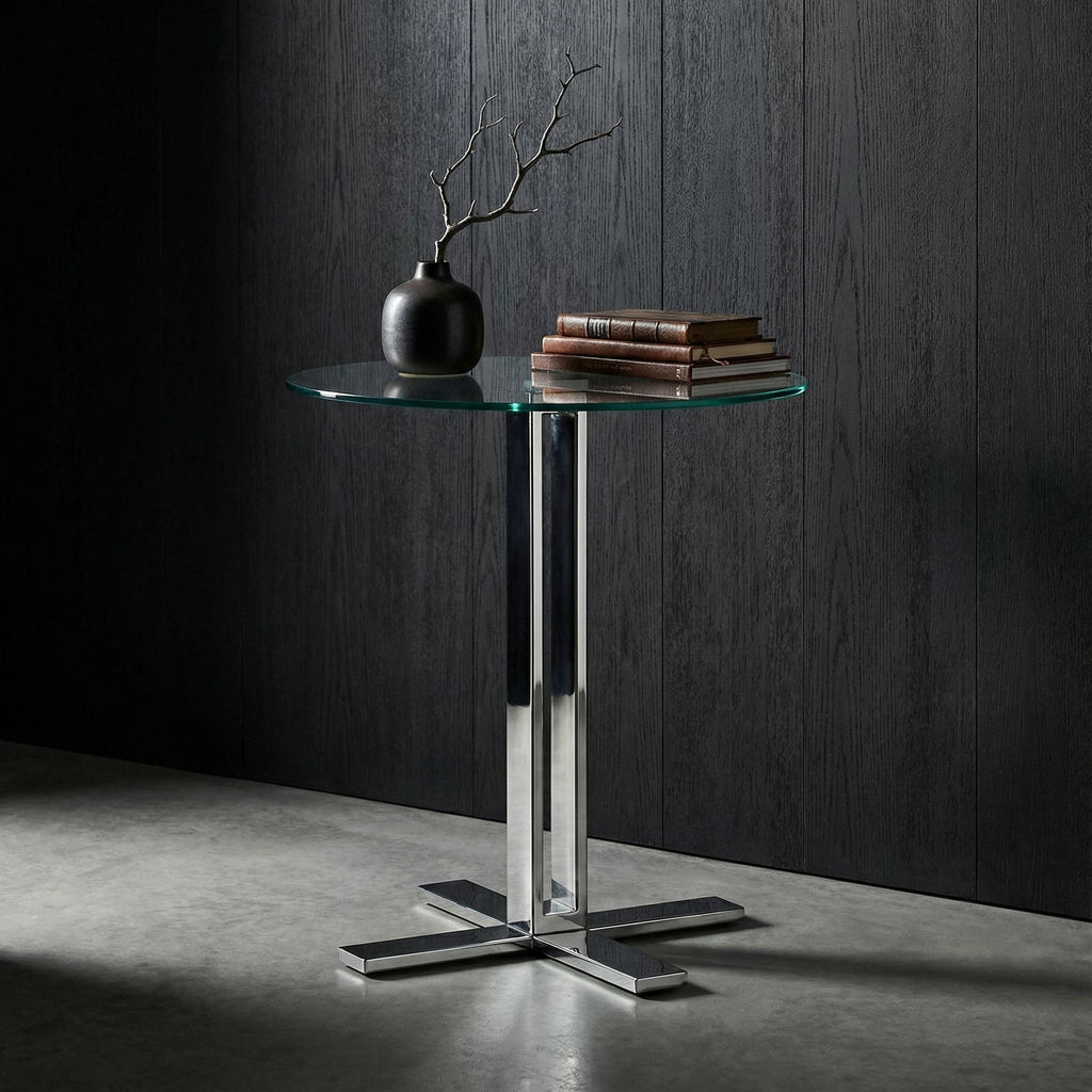 Solen Round Glass End Table