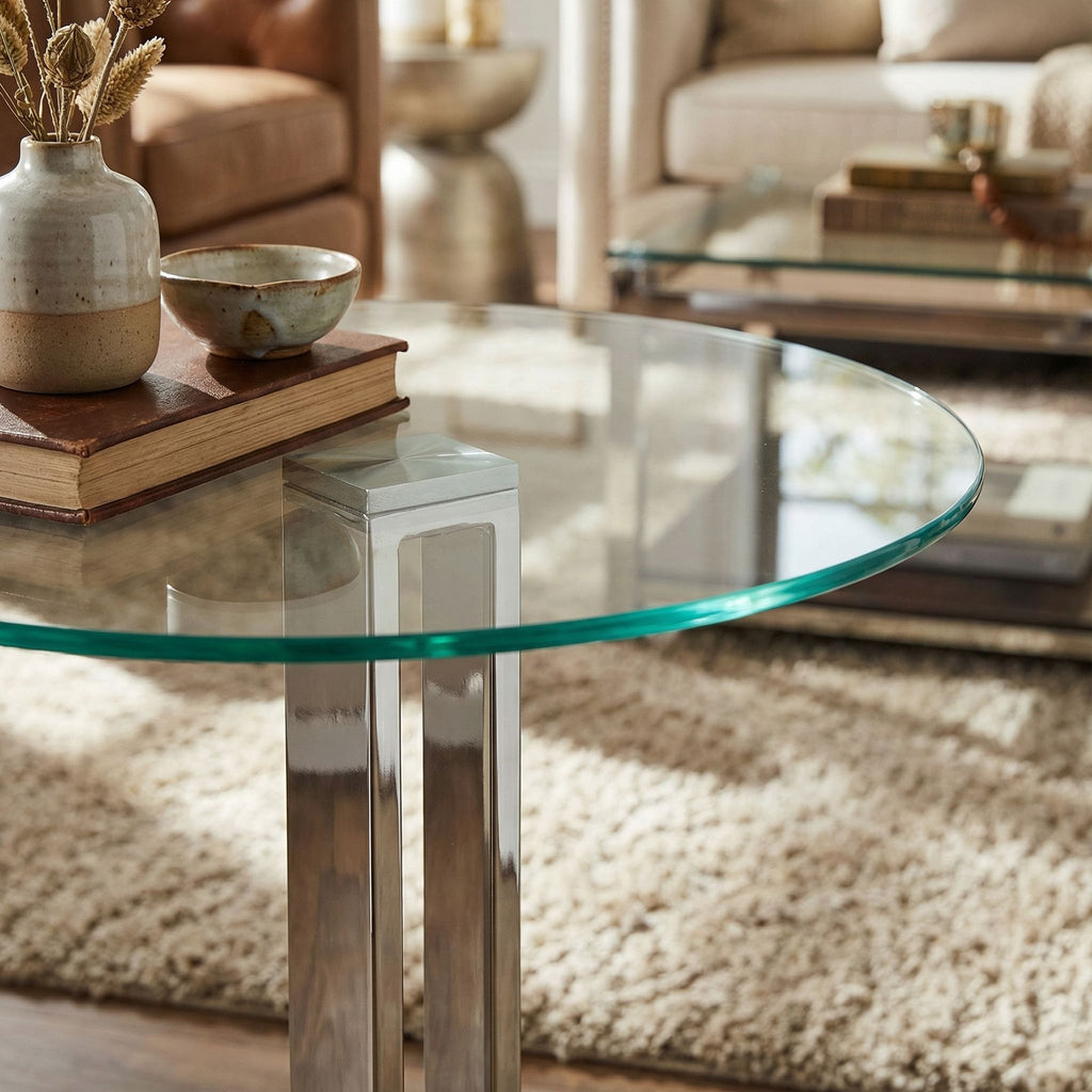 Solen Round Glass End Table