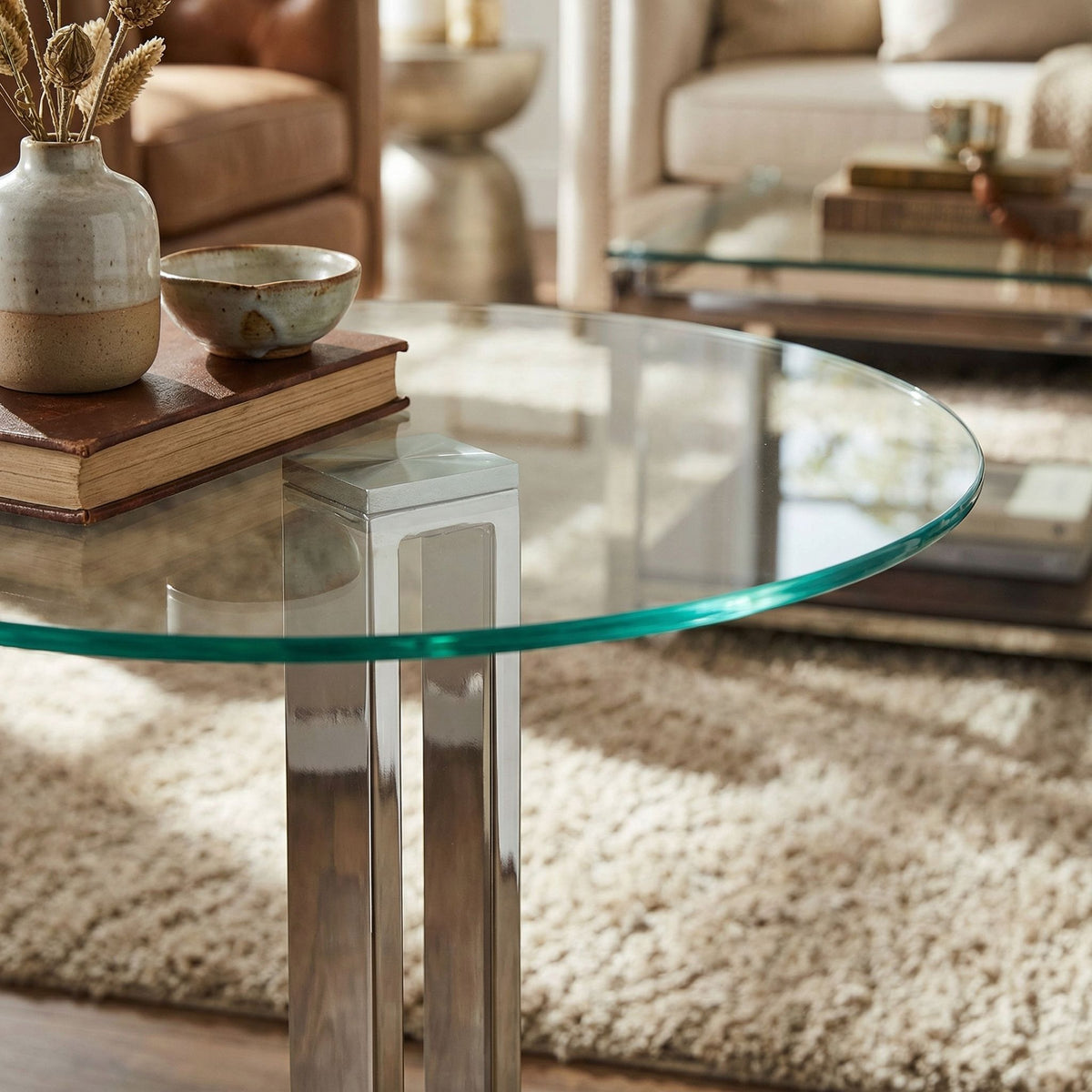 Solen Round Glass End Table