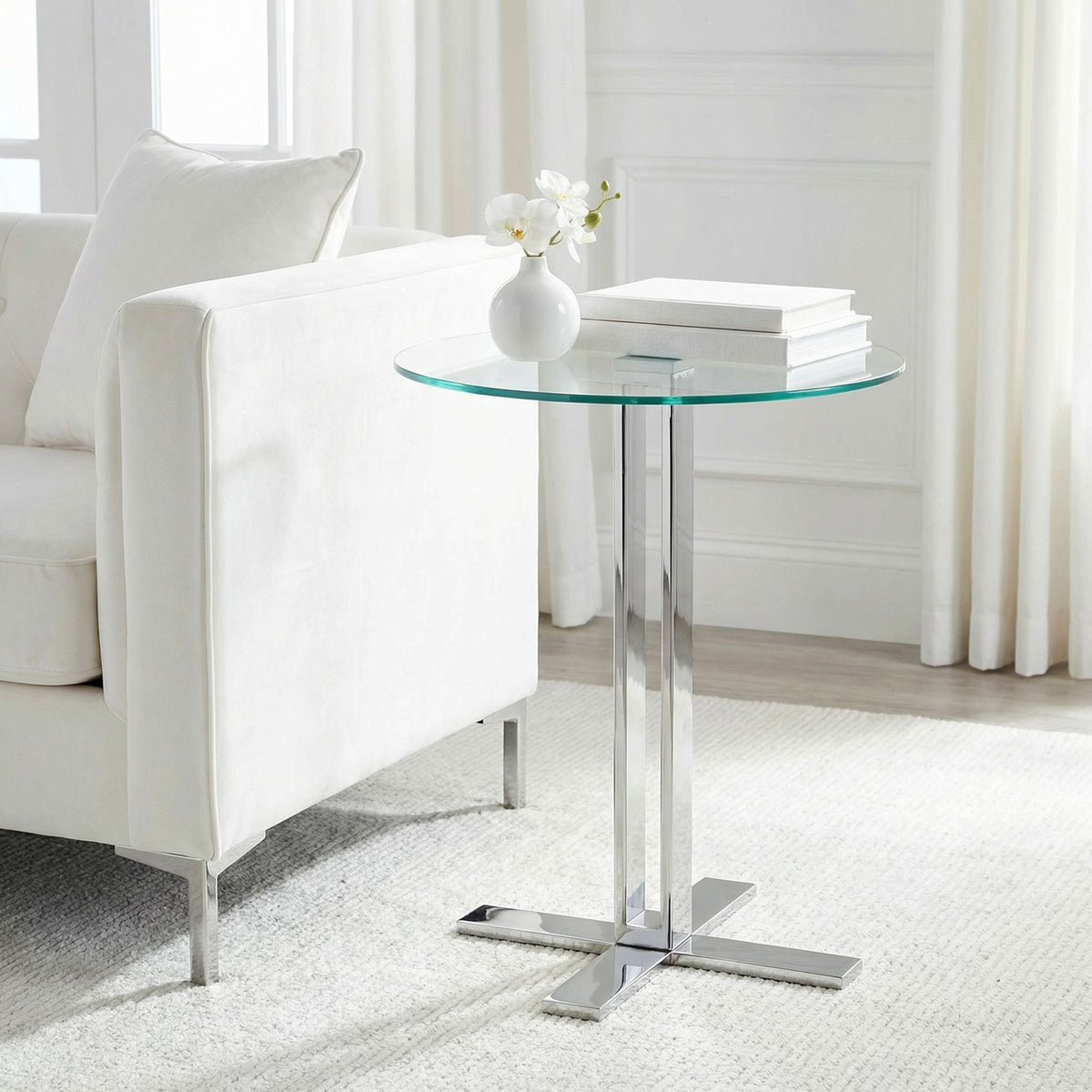 Solen Round Glass End Table