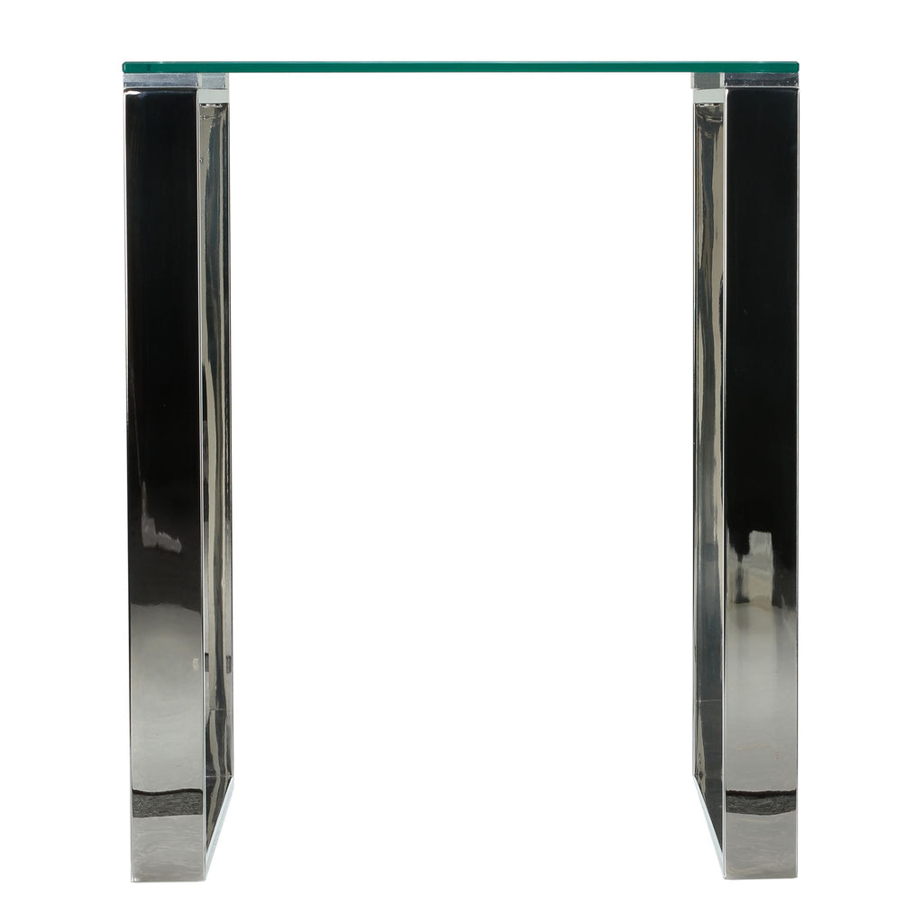 Remi Contemporary Square Glass End Table with Chrome Finish