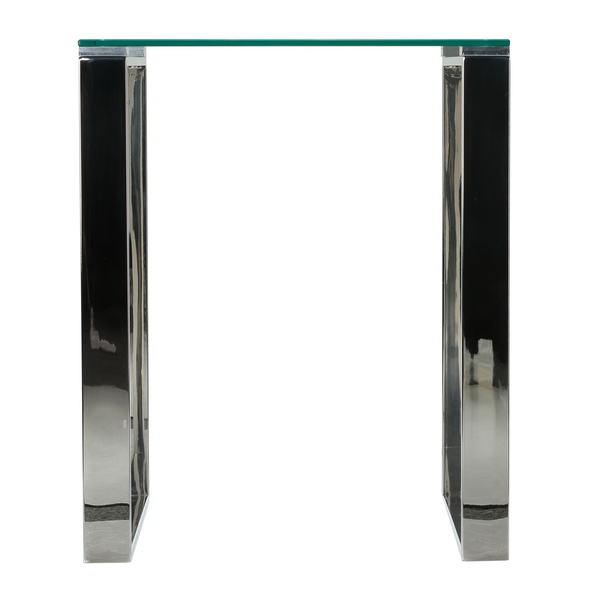 Remi Contemporary Square Glass End Table with Chrome Finish