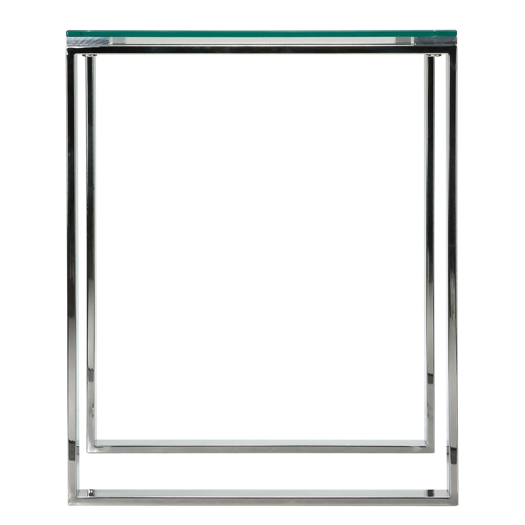 Remi Contemporary Square Glass End Table with Chrome Finish