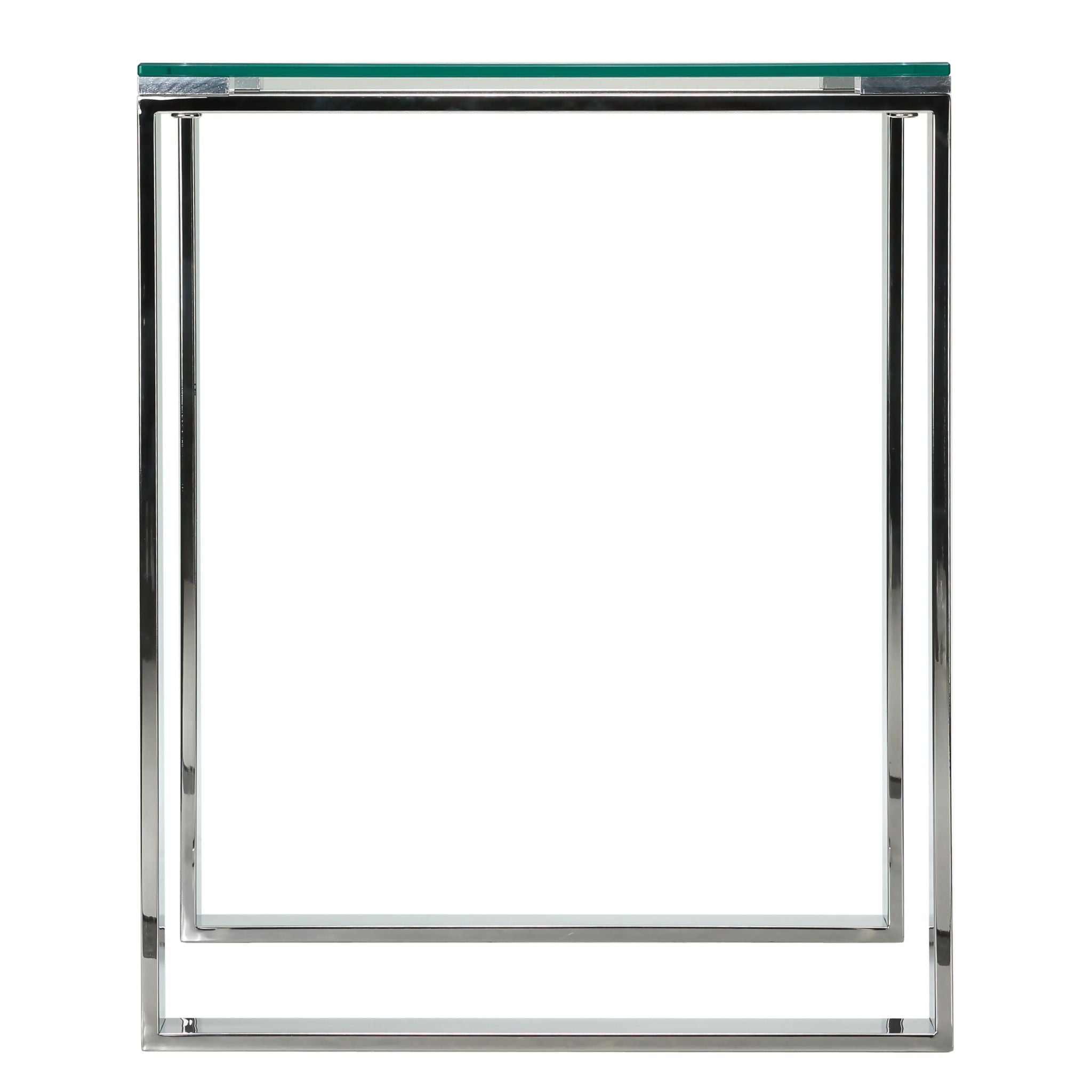 Remi Contemporary Square Glass End Table with Chrome Finish