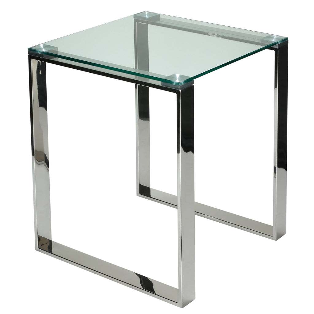 Remi Contemporary Square Glass End Table with Chrome Finish