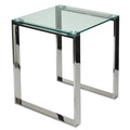 Remi Contemporary Square Glass End Table with Chrome Finish
