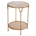 Cortesi Home Viper Accent Table,Metal End Table Round with Glass Shelf, Gold