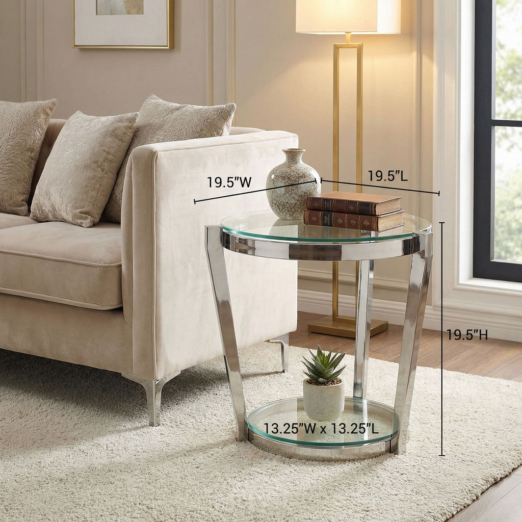 Cortesi Home Simba Double Shelf End Table, 20"