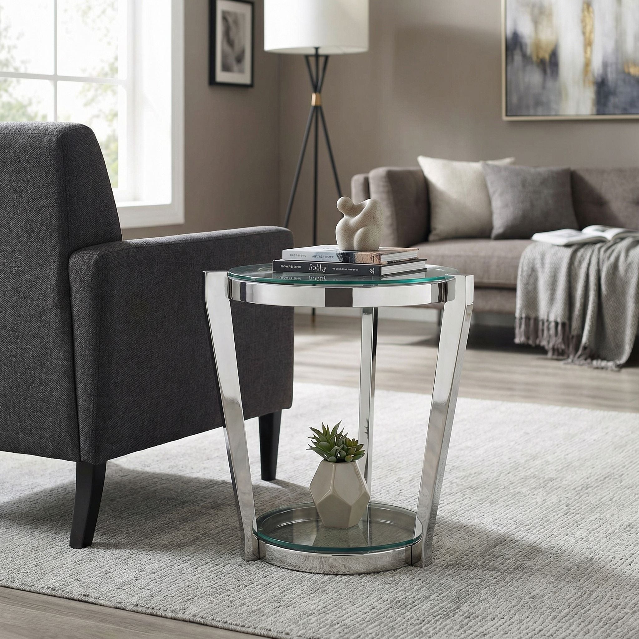 Cortesi Home Simba Double Shelf End Table, 20"