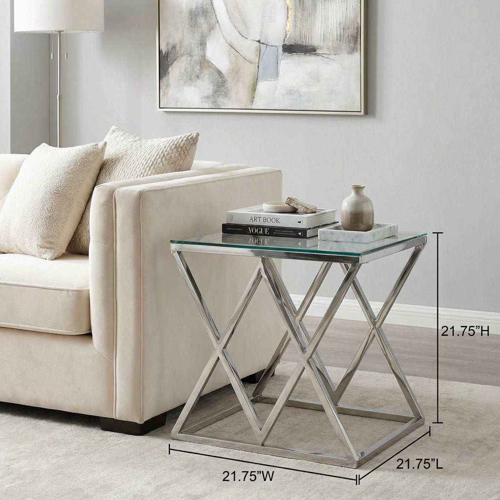 Gwen Contemporary Glass End Table