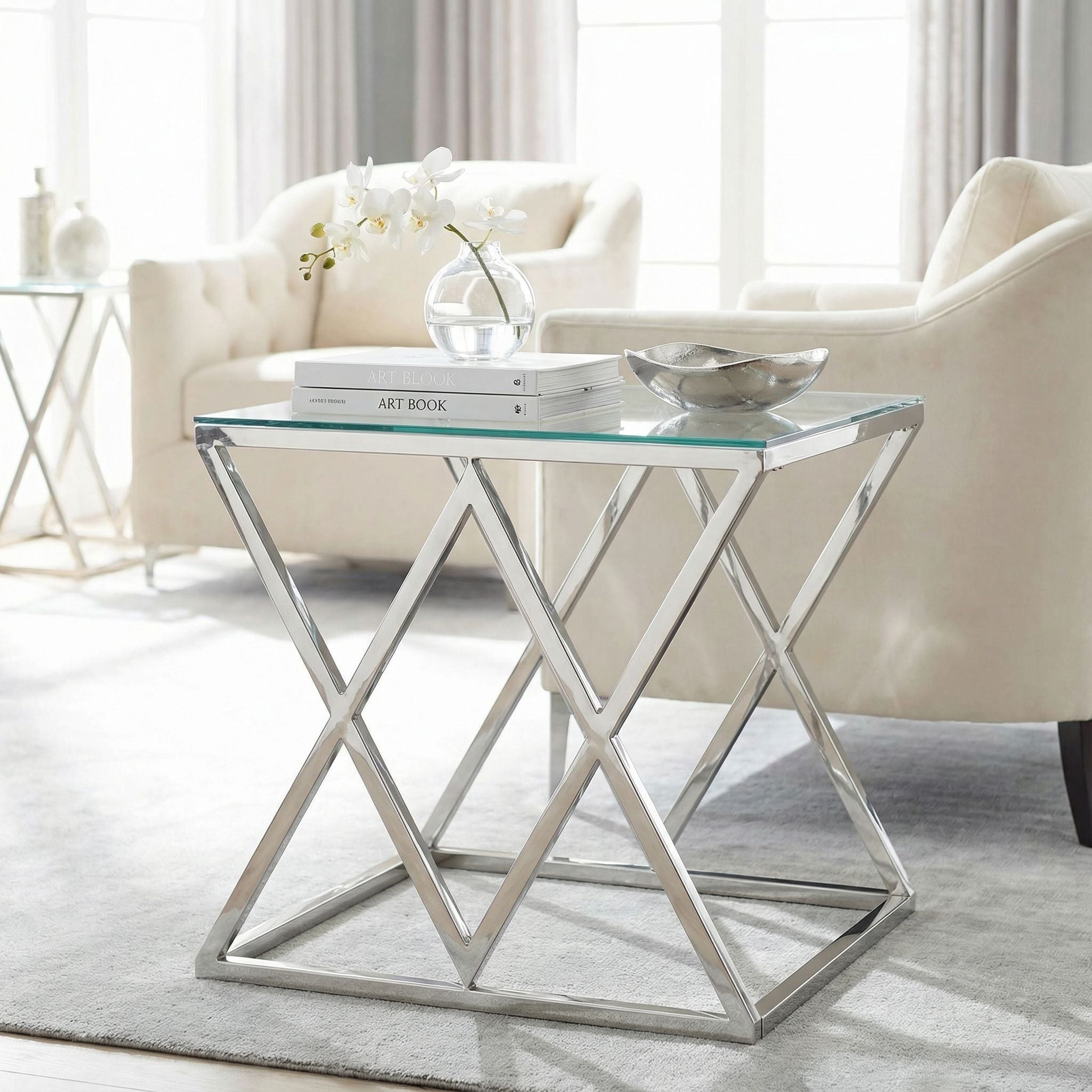Gwen Contemporary Glass End Table