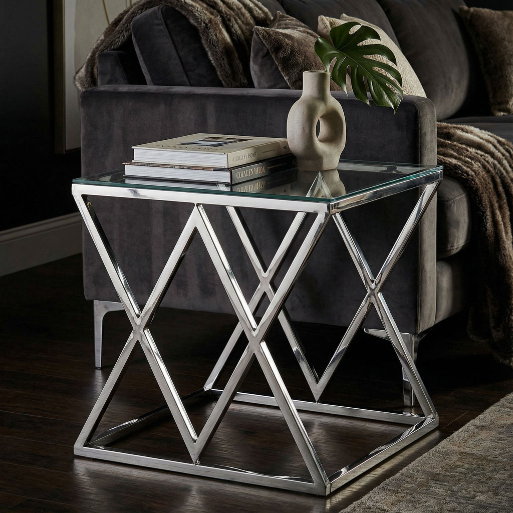 Gwen Contemporary Glass End Table