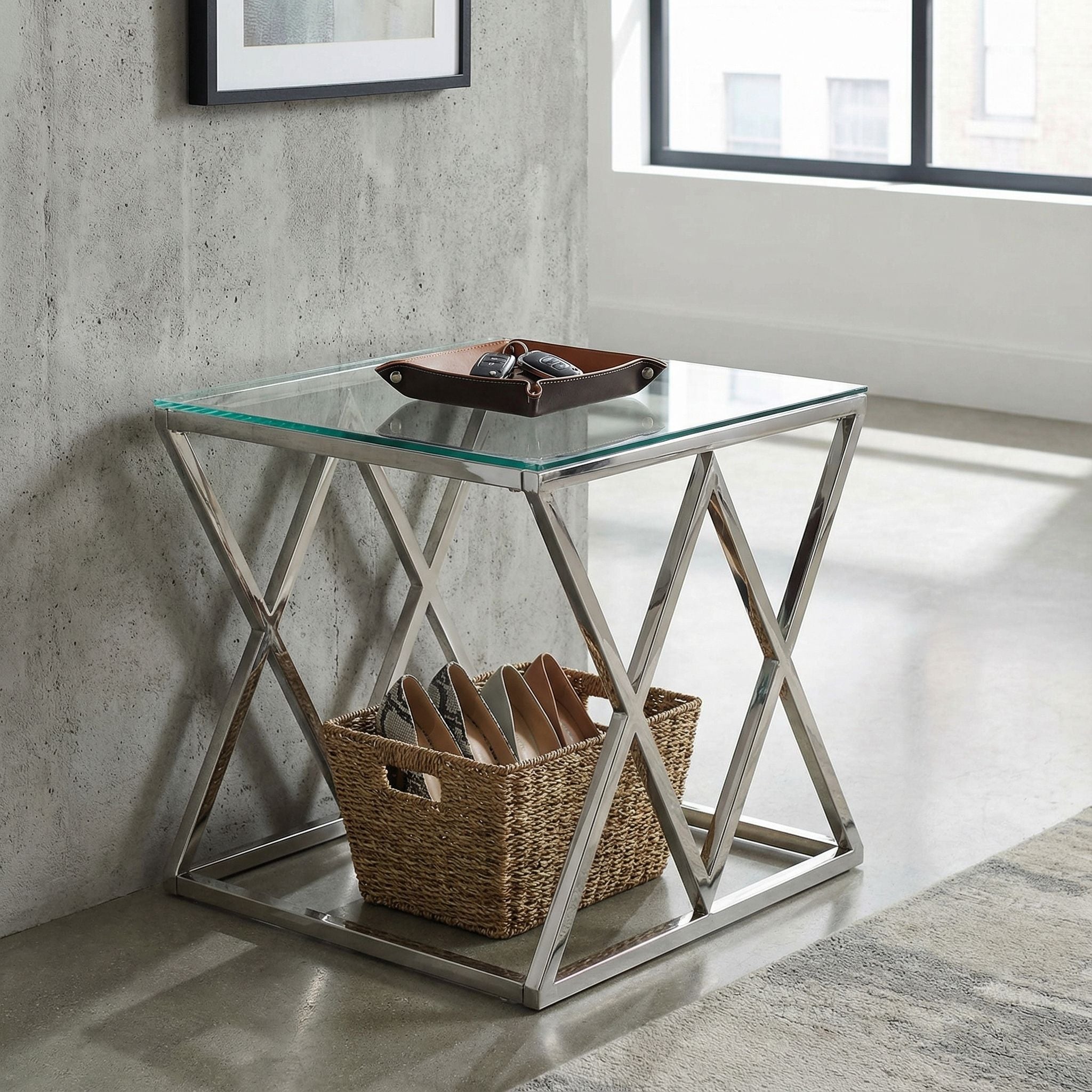 Gwen Contemporary Glass End Table