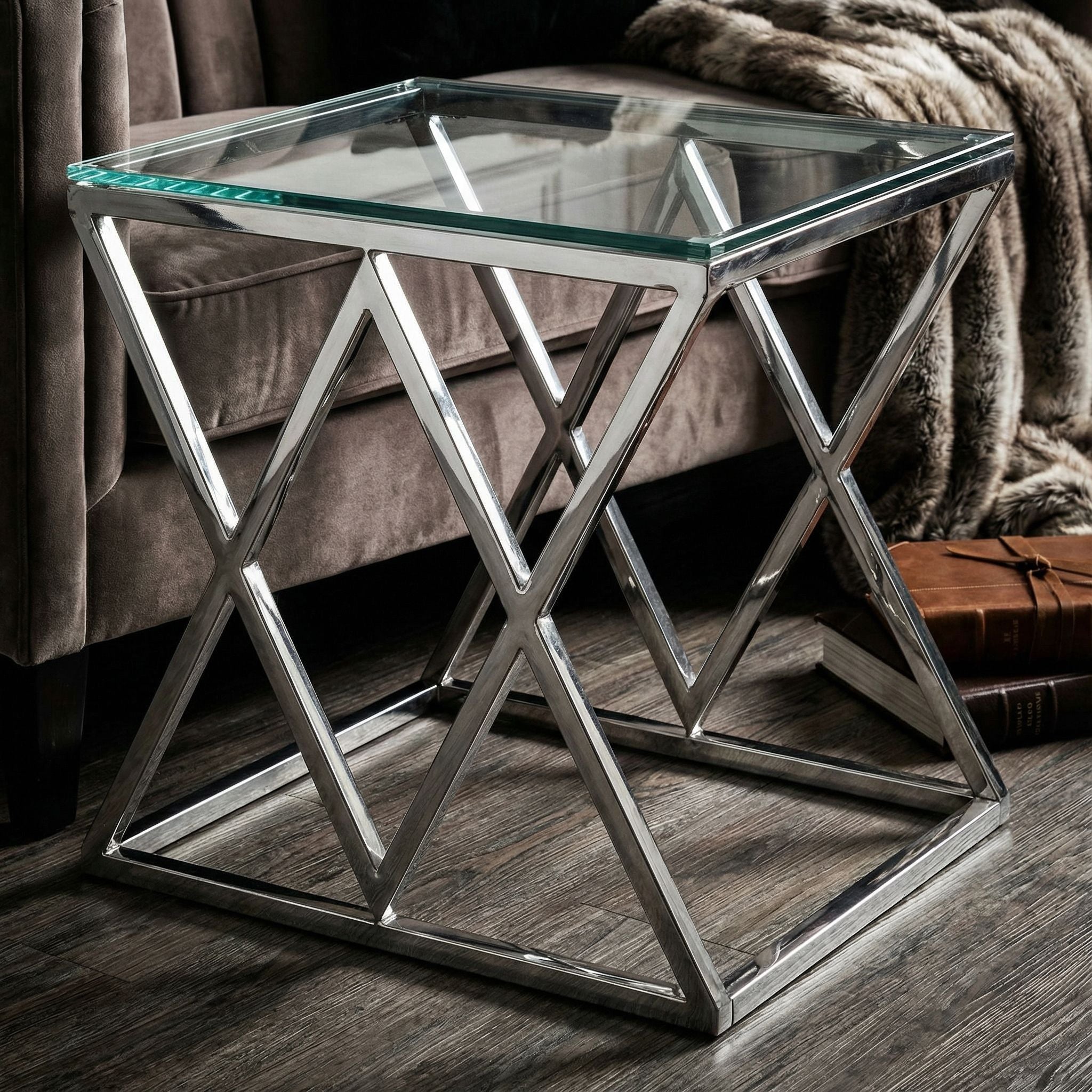 Gwen Contemporary Glass End Table