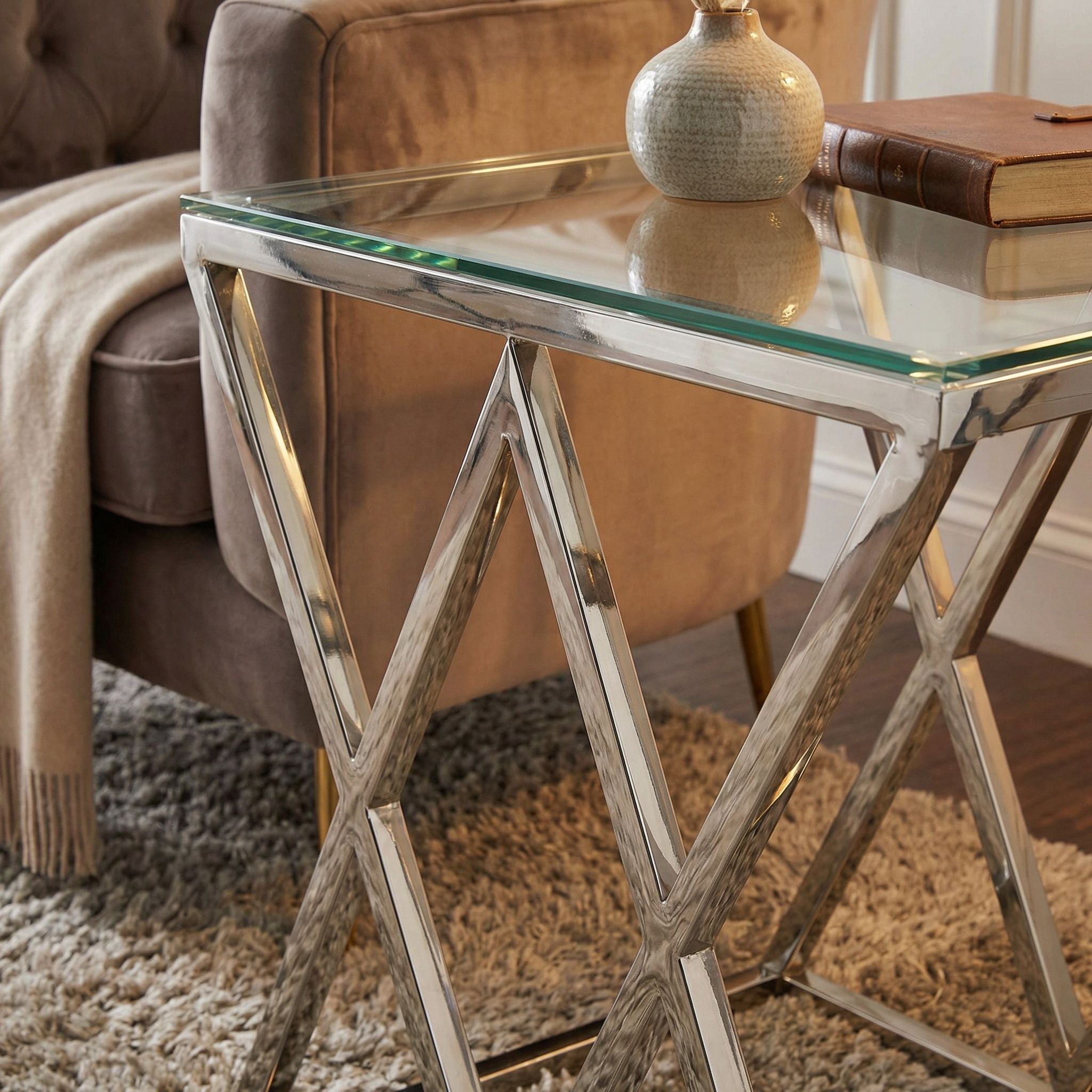 Gwen Contemporary Glass End Table