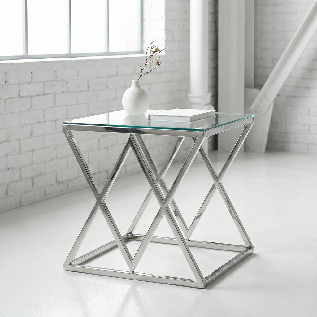 Gwen Contemporary Glass End Table