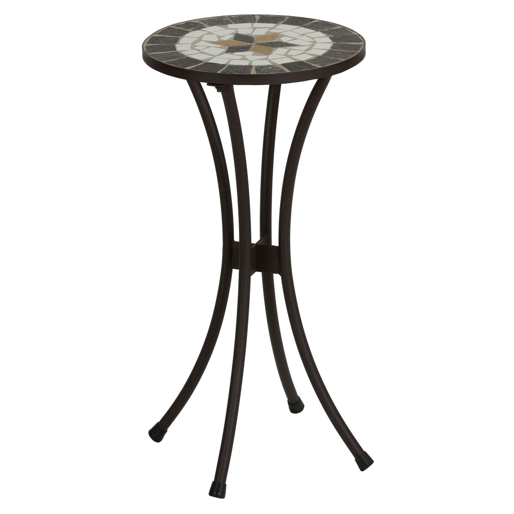 Cortesi Home Fudwick Mosaic Tile Top Side Table in Brown Metal 12" Round