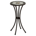 Cortesi Home Fudwick Mosaic Tile Top Side Table in Brown Metal 12" Round