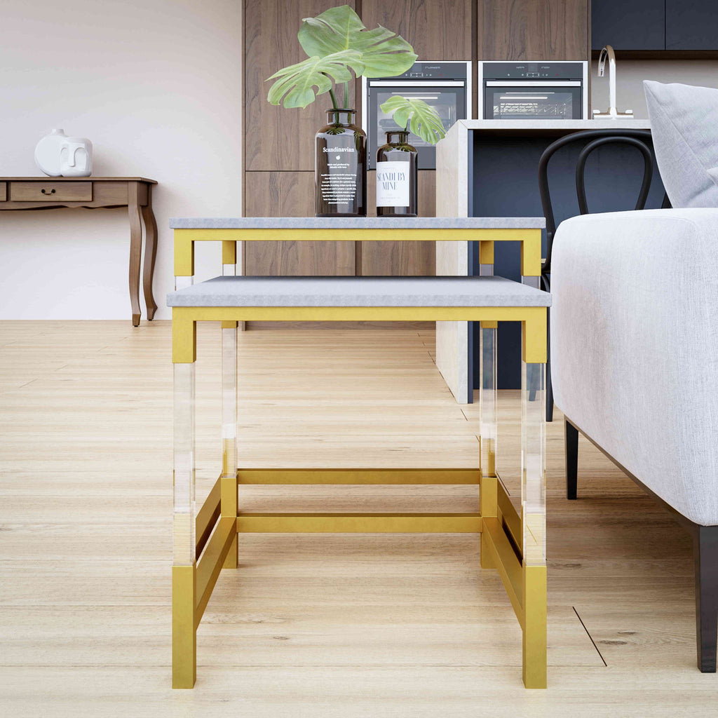 Annidarsi Square Nesting Tables with Clear Acrylic Legs, Set of 2