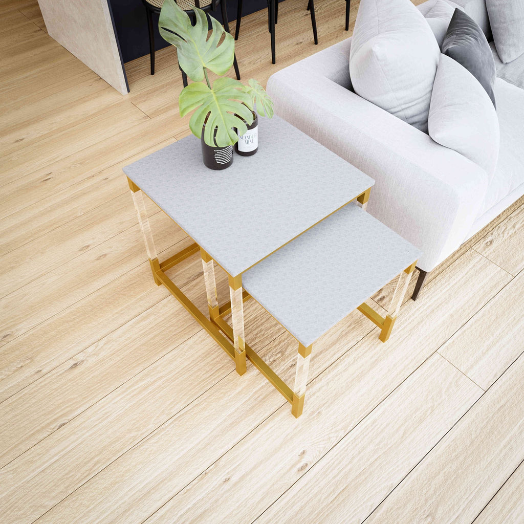 Annidarsi Square Nesting Tables with Clear Acrylic Legs, Set of 2
