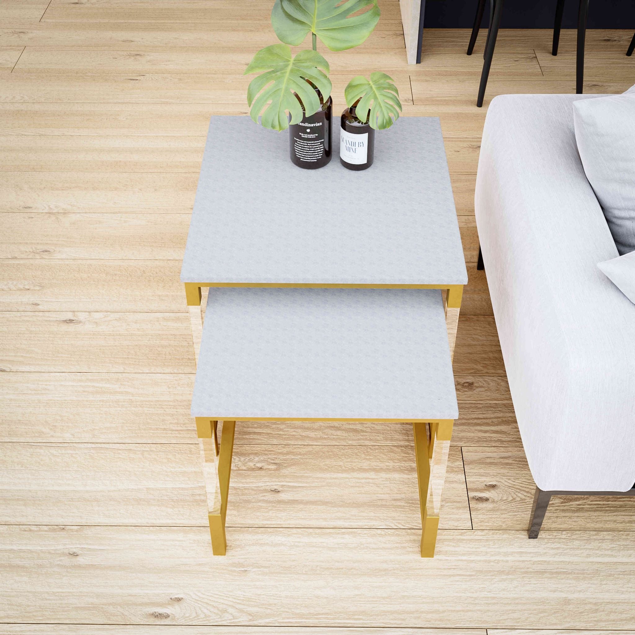 Annidarsi Square Nesting Tables with Clear Acrylic Legs, Set of 2