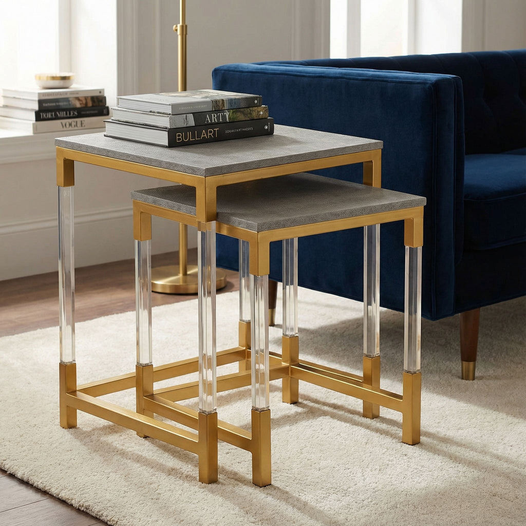 Annidarsi Square Nesting Tables with Clear Acrylic Legs, Set of 2